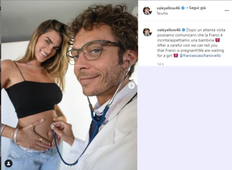 Valentino Rossi presto papà: Francesca Sofia Novello è in ...